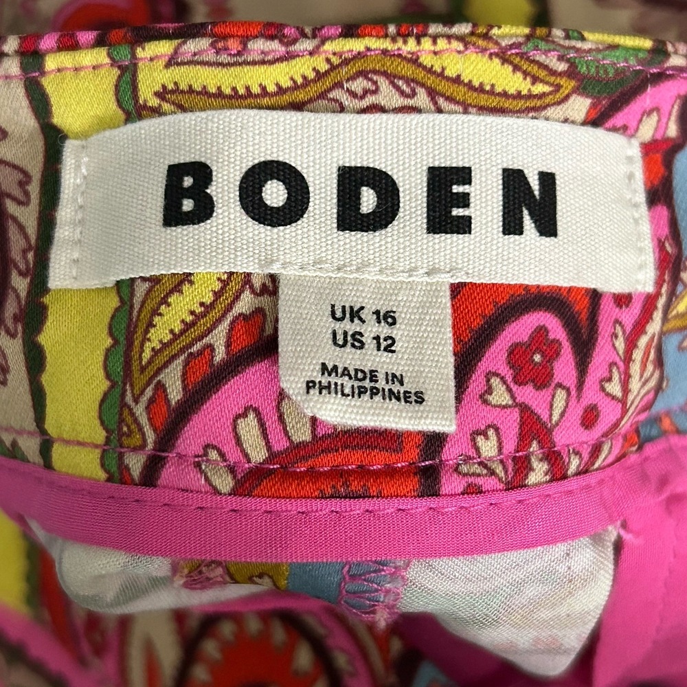 Boden Pants Patchwork Paisley Wide Leg Multicolor Women's US12/UK16 - Picture 9 of 12